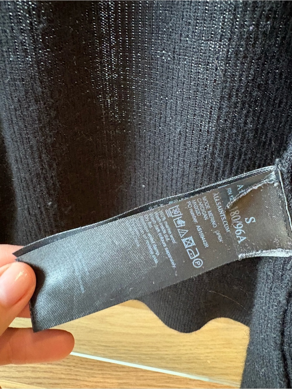 AllSaints Men’s Black Open-Front Cardigan - Picture 4 of 4